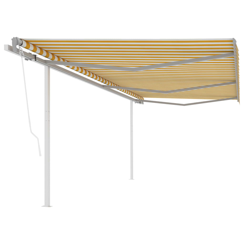 Vidaxl Luifel extensible automatiquement avec des poteaux 6x3 m jaune et blanc