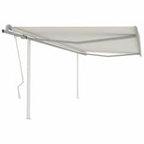 Vidaxl Luifel extensible manuellement avec des poteaux 4x3,5 m crème -colored