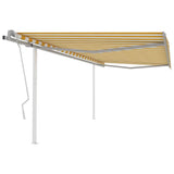 Vidaxl luifel extensible manuellement avec des poteaux 4x3,5 m jaune et blanc