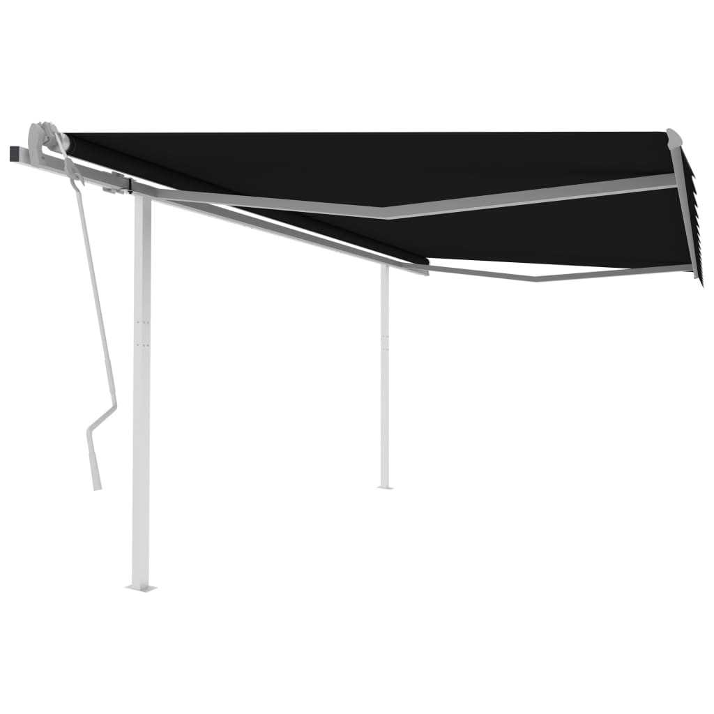 Vidaxl Luifel extensible manuellement avec des poteaux 4x3,5 M anthracite -colored