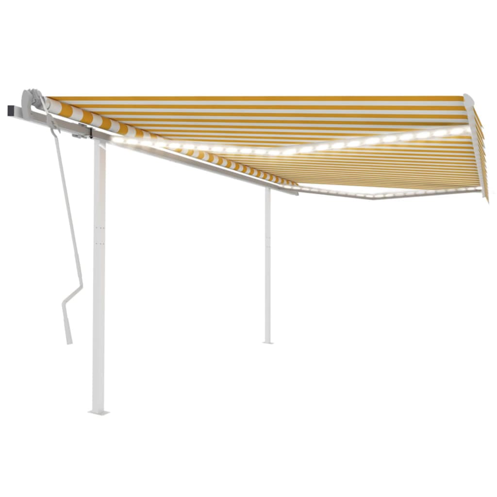 Vidaxl luifel extensible manuellement avec LED 4x3,5 m jaune et blanc