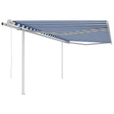 Vidaxl Luifel a automatiquement extensible avec des poteaux 4x3,5 m bleu et blanc