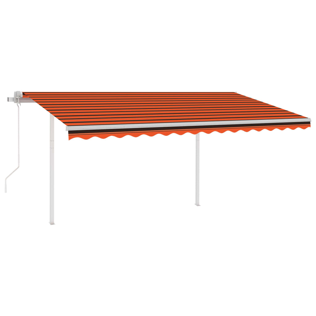 Vidaxl luifel automatique avec led et capteur de vent 4x3,5 m brun orange