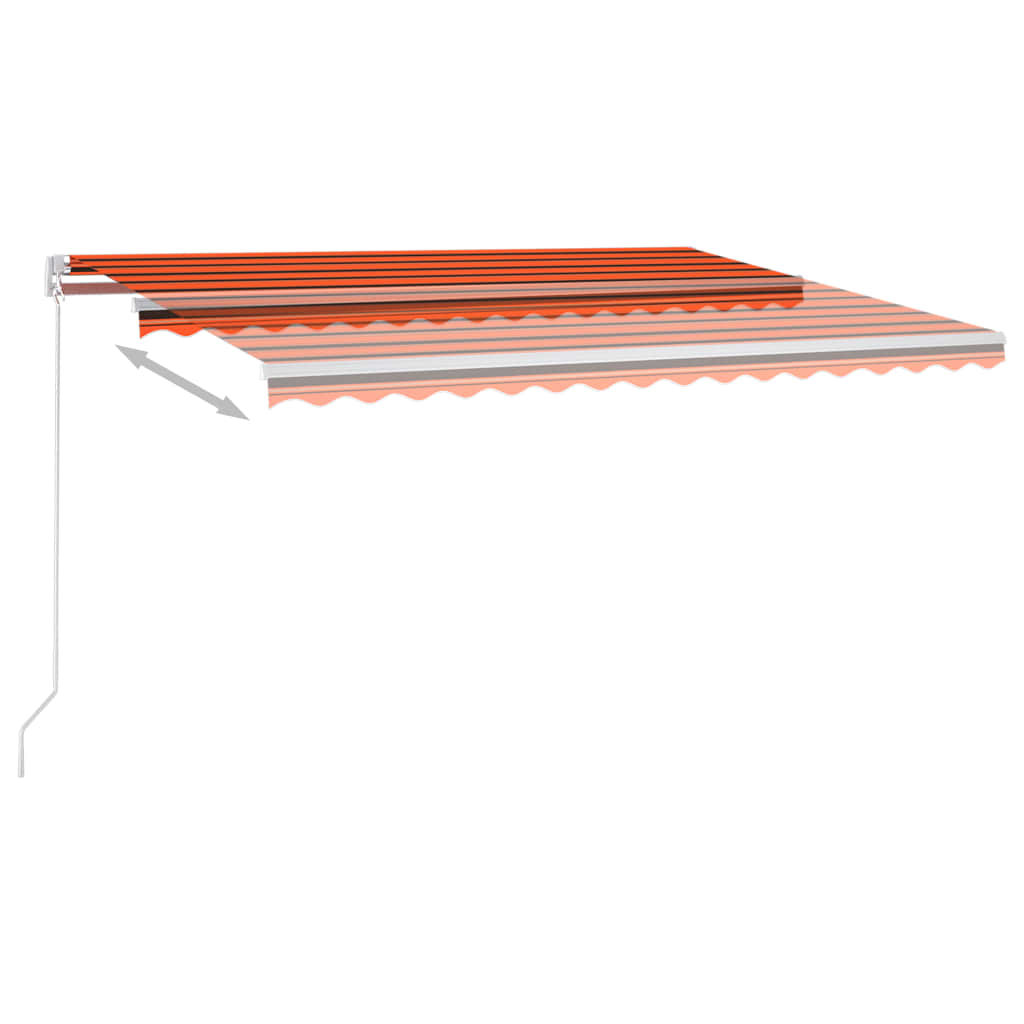 Vidaxl luifel automatique avec led et capteur de vent 4x3,5 m brun orange