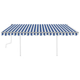 Vidaxl Luifel extensible manuellement avec des poteaux 4,5x3,5 m bleu et blanc