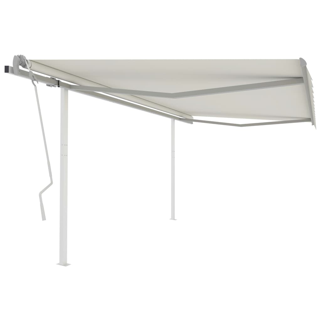 Vidaxl Luifel extensible manuellement avec des poteaux 4,5x3,5 m crème -colored