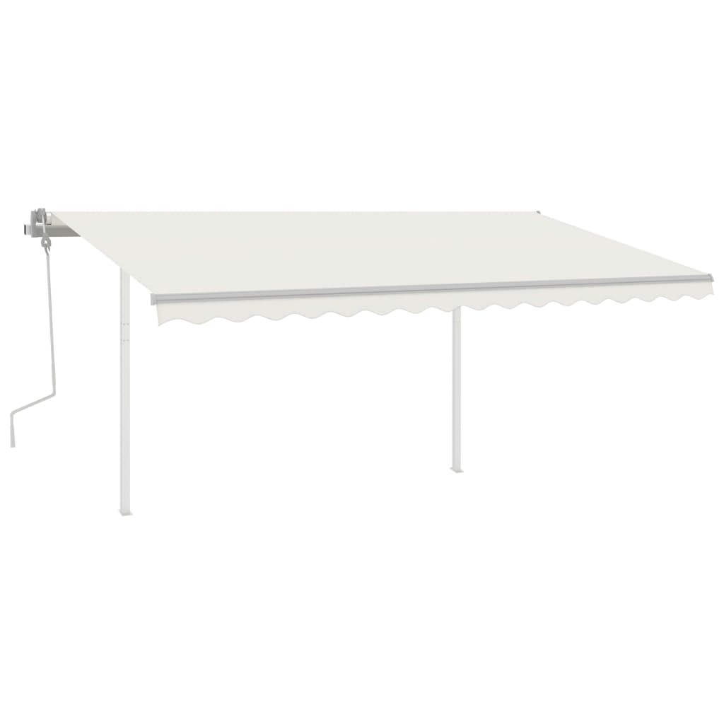 Vidaxl Luifel extensible manuellement avec des poteaux 4,5x3,5 m crème -colored