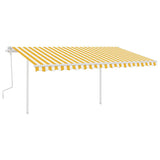 Vidaxl Luifel extensible manuellement avec des poteaux 4,5x3,5 m jaune et blanc