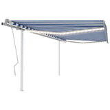 Vidaxl Luifel extensible manuellement avec LED 4,5x3,5 m bleu et blanc