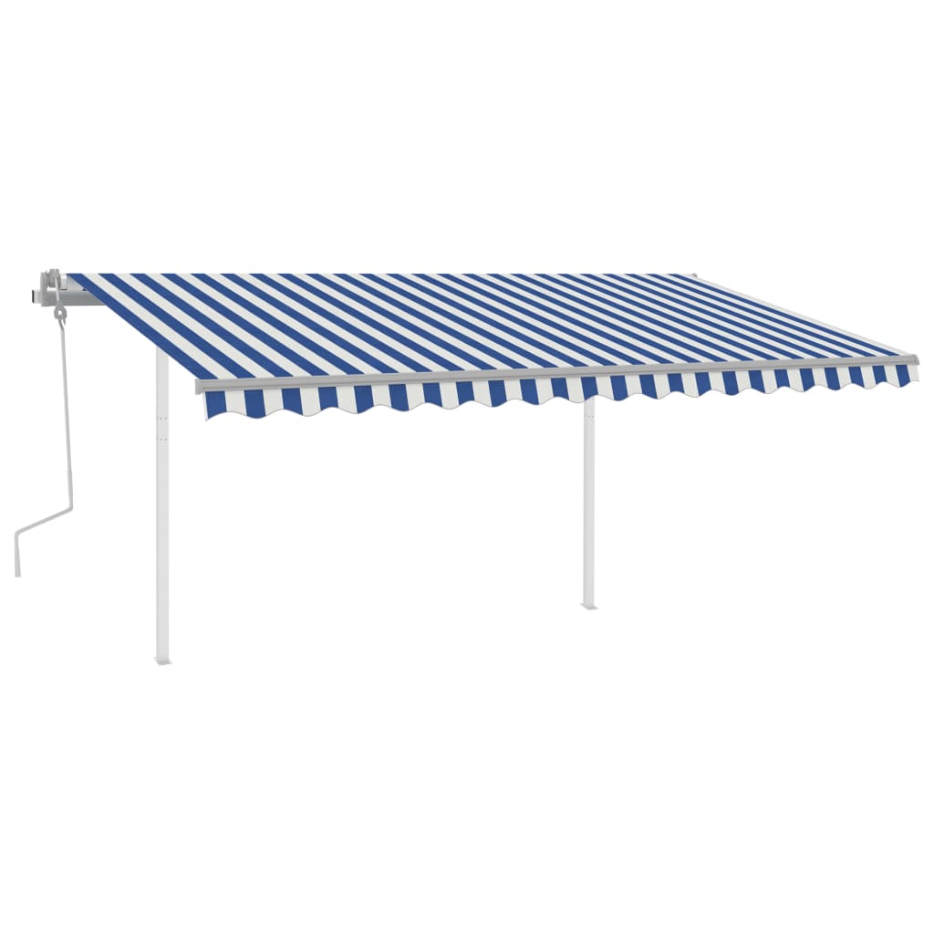 Vidaxl Luifel extensible manuellement avec LED 4,5x3,5 m bleu et blanc
