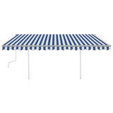 Vidaxl Luifel extensible manuellement avec LED 4,5x3,5 m bleu et blanc