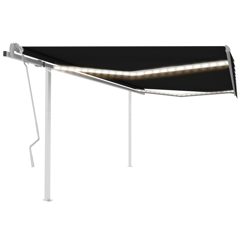 Vidaxl luifel extensible manuellement avec une LED 4,5x3,5 M anthracite -colored