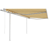 Vidaxl Luifel a automatiquement extensible avec des poteaux 4,5x3,5 m jaune et blanc