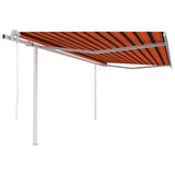 Vidaxl Luifel a automatiquement extensible avec des poteaux 4,5x3,5 m orange brun