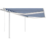 Vidaxl Luifel automatique avec led et capteur de vent 4,5x3,5 m bleu et blanc