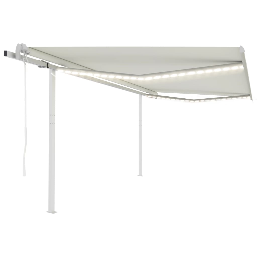 Vidaxl luifel automatique avec led et capteur de vent 4,5x3,5 m crème -colored