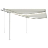 Vidaxl luifel automatique avec led et capteur de vent 4,5x3,5 m crème -colored