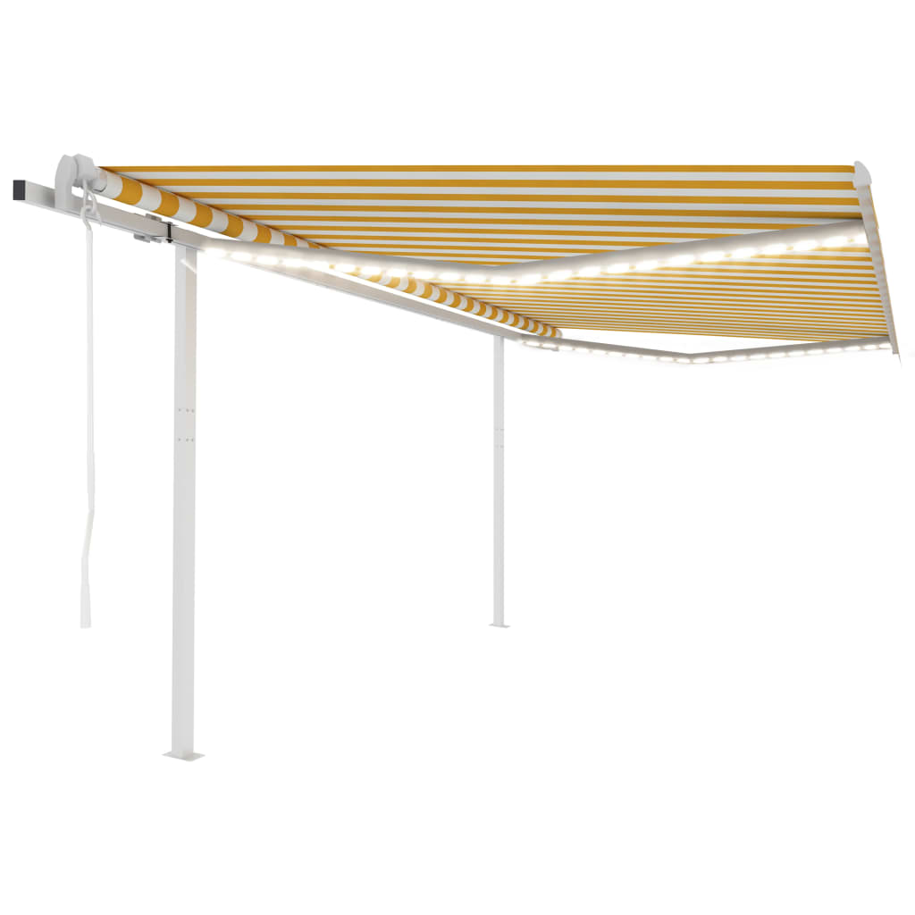 Vidaxl Luifel automatique avec led et capteur de vent 4,5x3,5 m jaune et blanc