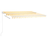 Vidaxl Luifel automatique avec led et capteur de vent 4,5x3,5 m jaune et blanc