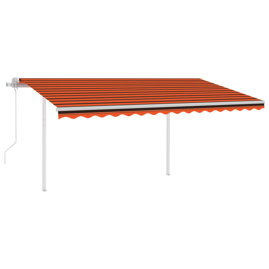 Vidaxl luifel automatique avec led et capteur de vent 4,5x3,5 m brun orange
