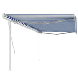 Vidaxl Luifel extensible manuellement avec des poteaux 5x3,5 m bleu et blanc