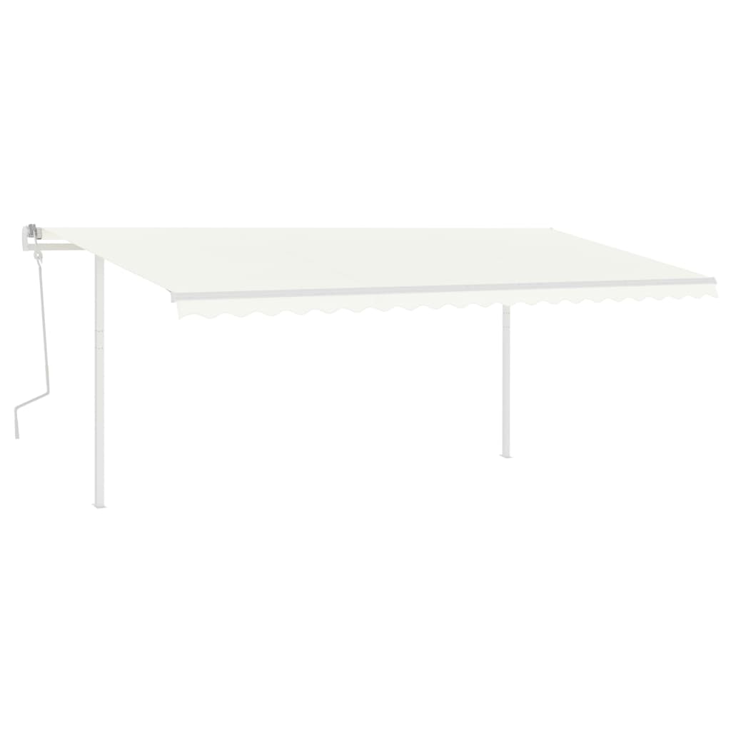 Vidaxl luifel extensible manuellement avec des poteaux 5x3,5 m crème -colored