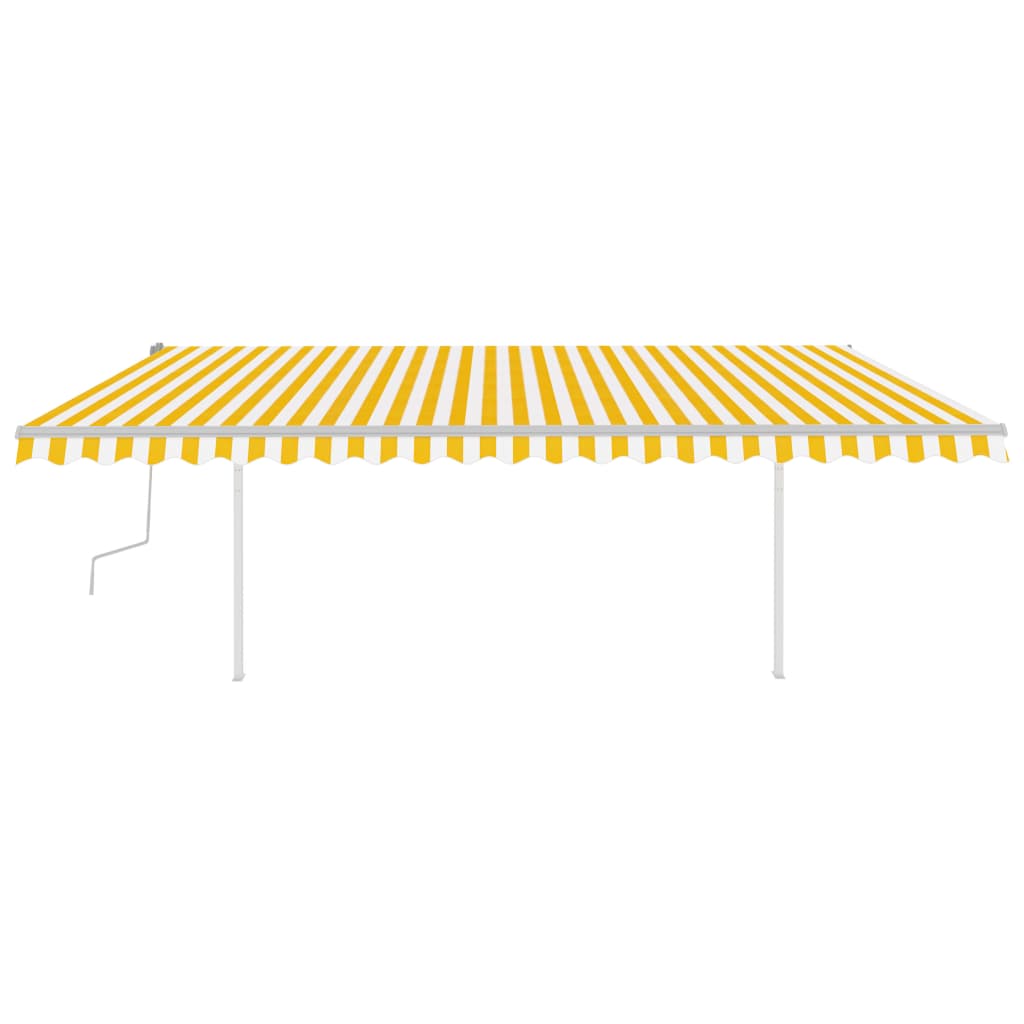 Vidaxl luifel extensible manuellement avec des poteaux 5x3,5 m jaune et blanc