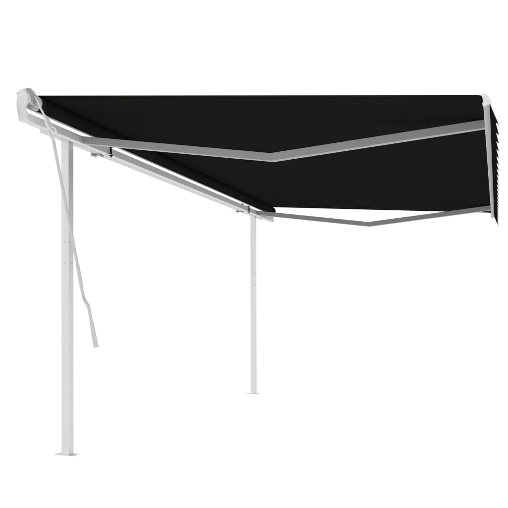 Vidaxl Luifel extensible manuellement avec des poteaux 5x3,5 M anthracite -colored