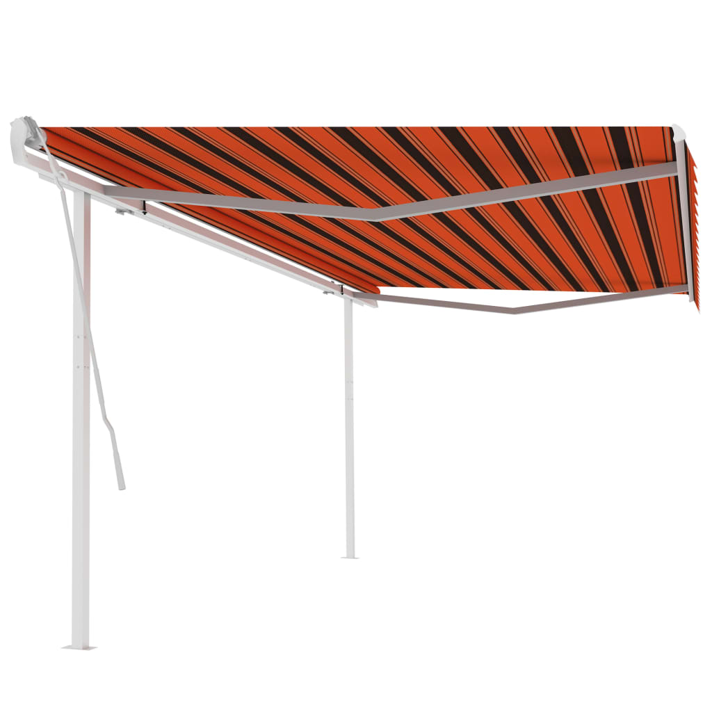 Vidaxl Luifel extensible manuellement avec des poteaux 5x3,5 m orange et brun
