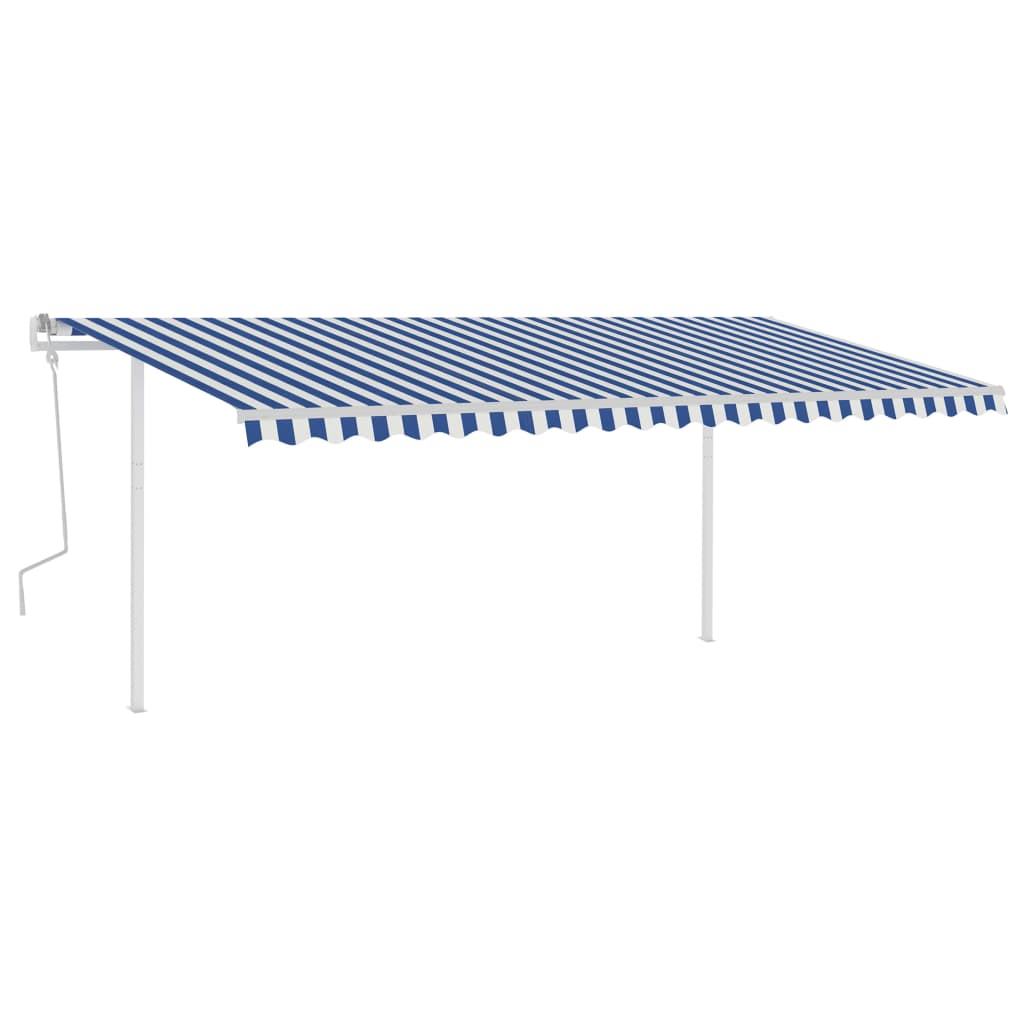 Vidaxl Luifel extensible manuellement avec LED 5x3,5 m bleu et blanc