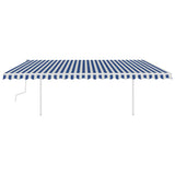 Vidaxl Luifel extensible manuellement avec LED 5x3,5 m bleu et blanc