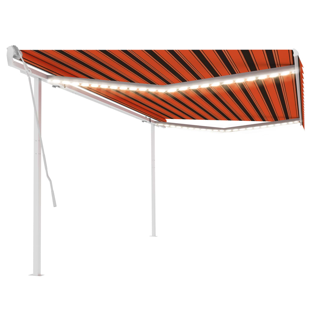 Vidaxl luifel extensible manuellement avec LED 5x3,5 m orange et marron