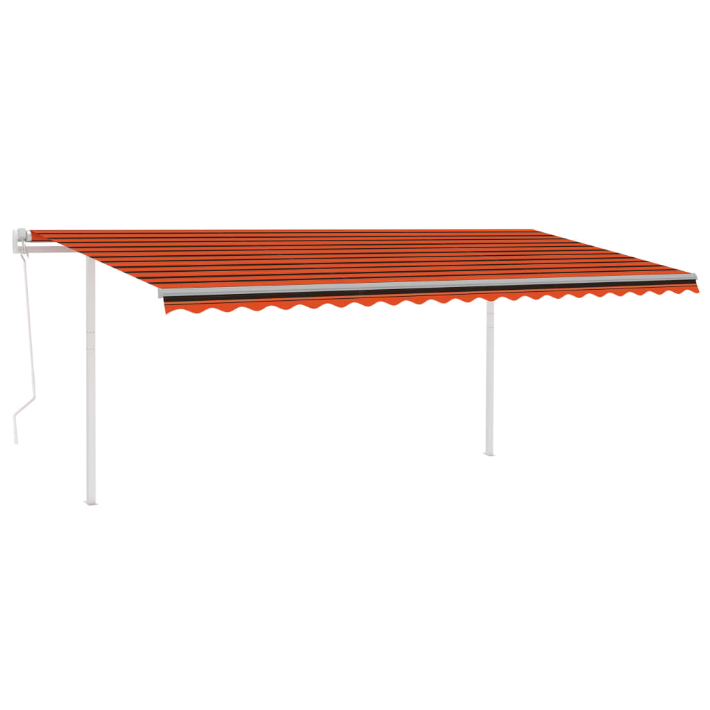 Vidaxl Luifel a automatiquement extensible avec des poteaux 5x3,5 m orange brun