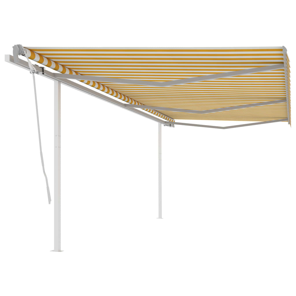 Vidaxl luifel extensible manuellement avec des poteaux 6x3,5 m jaune et blanc