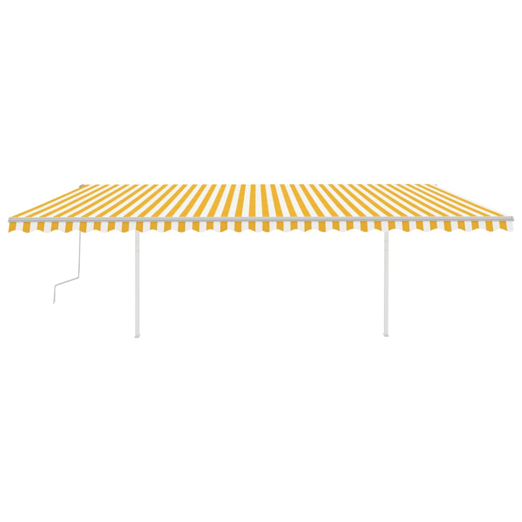 Vidaxl luifel extensible manuellement avec des poteaux 6x3,5 m jaune et blanc