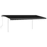 Vidaxl Luifel extensible manuellement avec des poteaux 6x3,5 M anthracite -colored