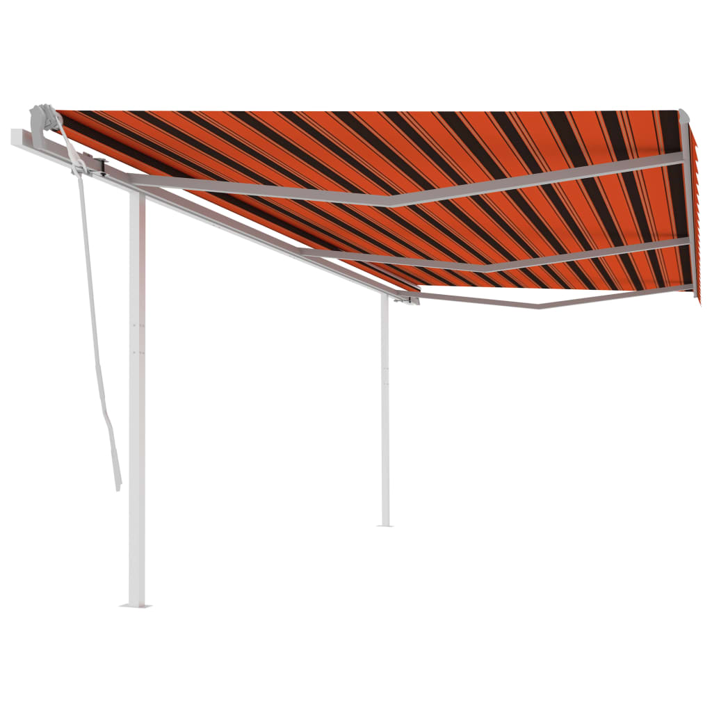 Vidaxl Luifel extensible manuellement avec des poteaux 6x3,5 m orange et brun