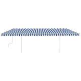 Vidaxl luifel extensible manuellement avec LED 6x3,5 m bleu et blanc