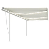Vidaxl Luifel extensible manuellement avec LED 6x3,5 M crème -colored