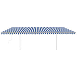 Vidaxl Luifel est automatiquement extensible avec des poteaux 6x3,5 m bleu et blanc
