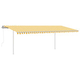 Vidaxl Luifel a automatiquement extensible avec des poteaux 6x3,5 m jaune et blanc