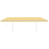 Vidaxl Luifel a automatiquement extensible avec des poteaux 6x3,5 m jaune et blanc