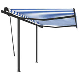 Vidaxl Luifel extensible manuellement avec des poteaux 3x2,5 m bleu et blanc