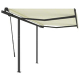 Vidaxl luifel extensible manuellement avec des poteaux 3x2,5 m crème -colored