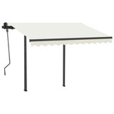 Vidaxl luifel extensible manuellement avec des poteaux 3x2,5 m crème -colored