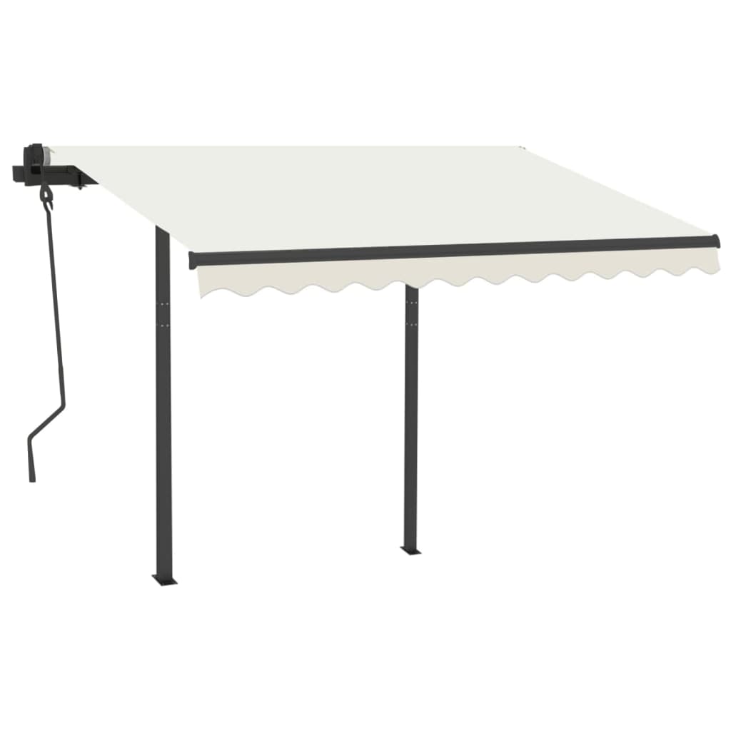 Vidaxl luifel extensible manuellement avec LED 3x2,5 m crème -colored