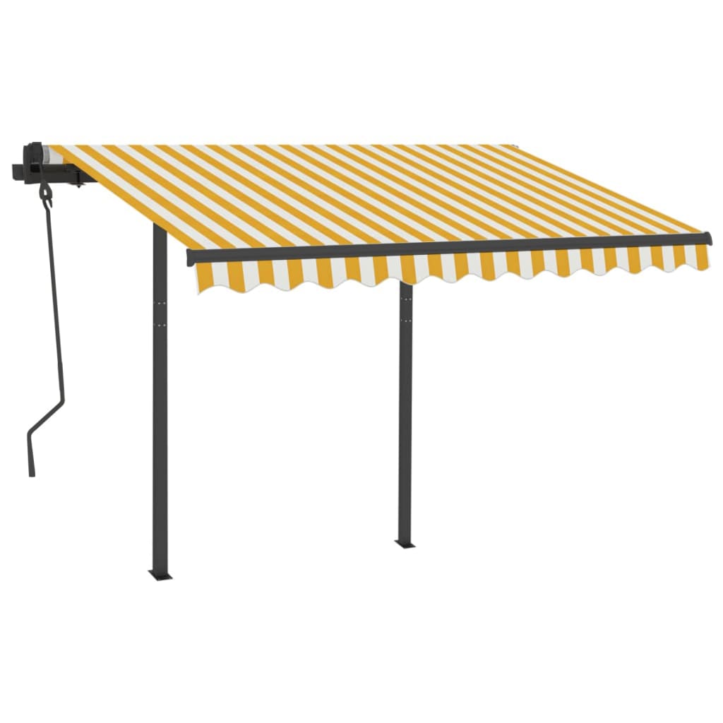 Vidaxl luifel extensible manuellement avec LED 3x2,5 m jaune et blanc