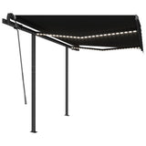 Vidaxl Luifel extensible manuellement avec un LED 3x2,5 M anthracite -colored