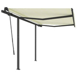 Vidaxl Luifel a automatiquement extensible avec des poteaux 3x2,5 M CRAME -COLORES