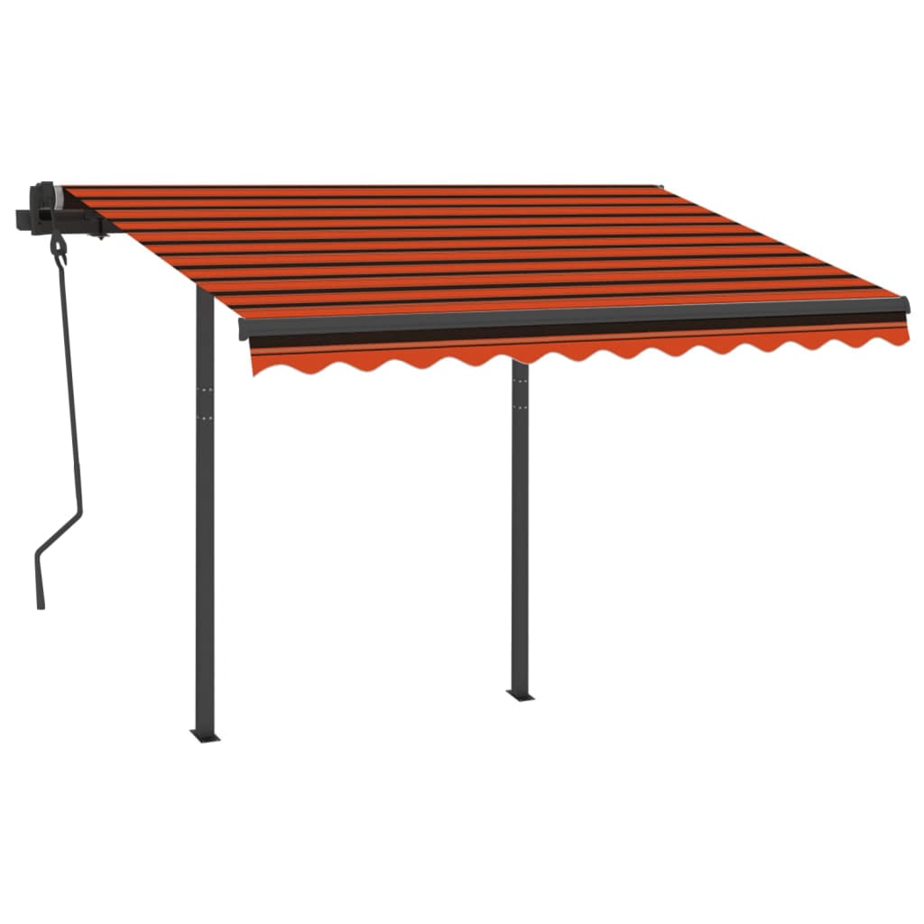 Vidaxl Luifel a automatiquement extensible avec des poteaux 3x2,5 m orange brun